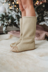 Henley Cream Glitter Toe Boots- Cart Limit 2